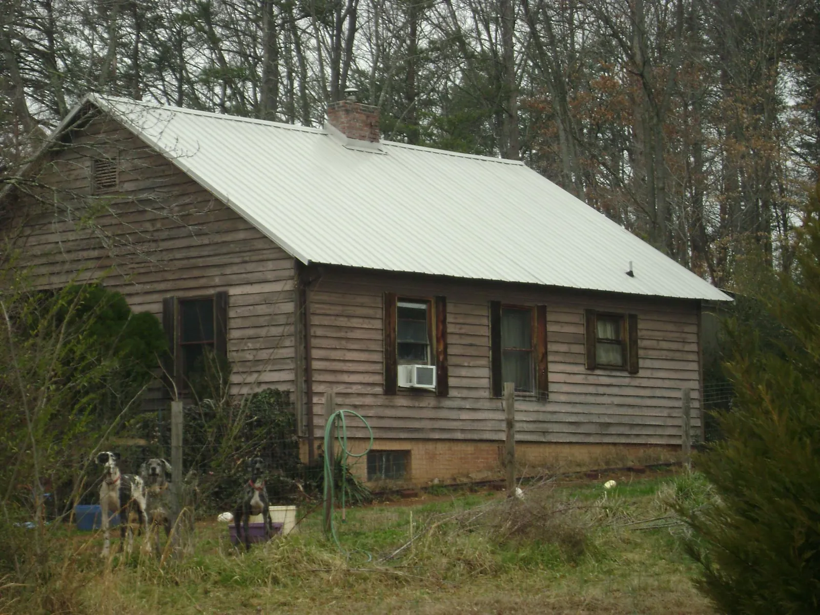 White metal roof on an old wood sided farmhouse, from a Metal Roof Installation job in Danube